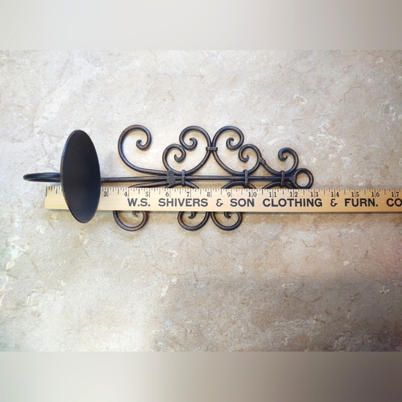 Vtg Set of 2 Metal Candle Wall Scones 13 inches long - Picture 3 of 6